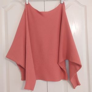 Oversized peach pink batwing sweater knit top c